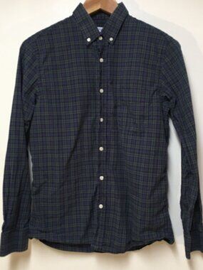 Peter Manning Men 36-37 15 1/2 Shirt Blue & Green Plaid Button Designer Preppy